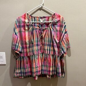 Pilcro Colorful Plaid Women's Top